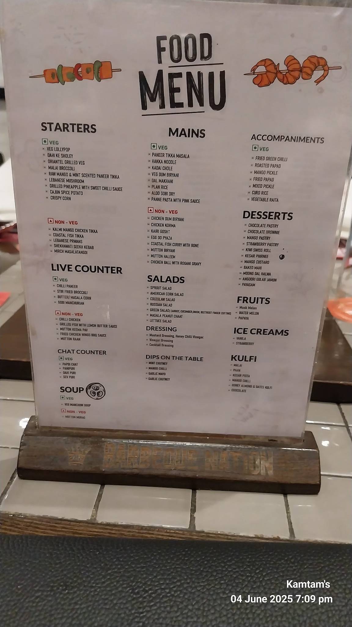Barbeque Nation - Kompally menu