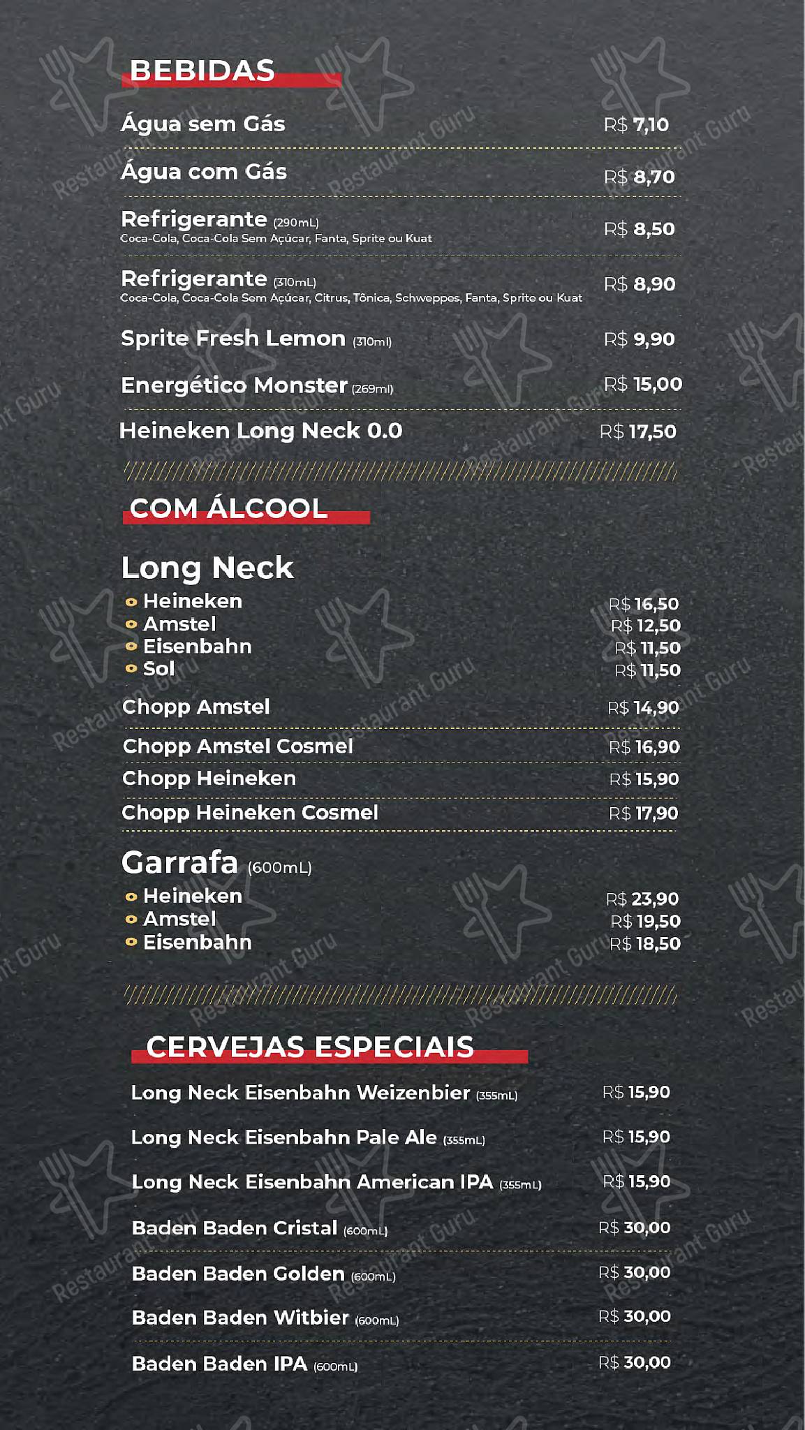 Barbosa Ribs Cuiabá menu - pratos e drinques