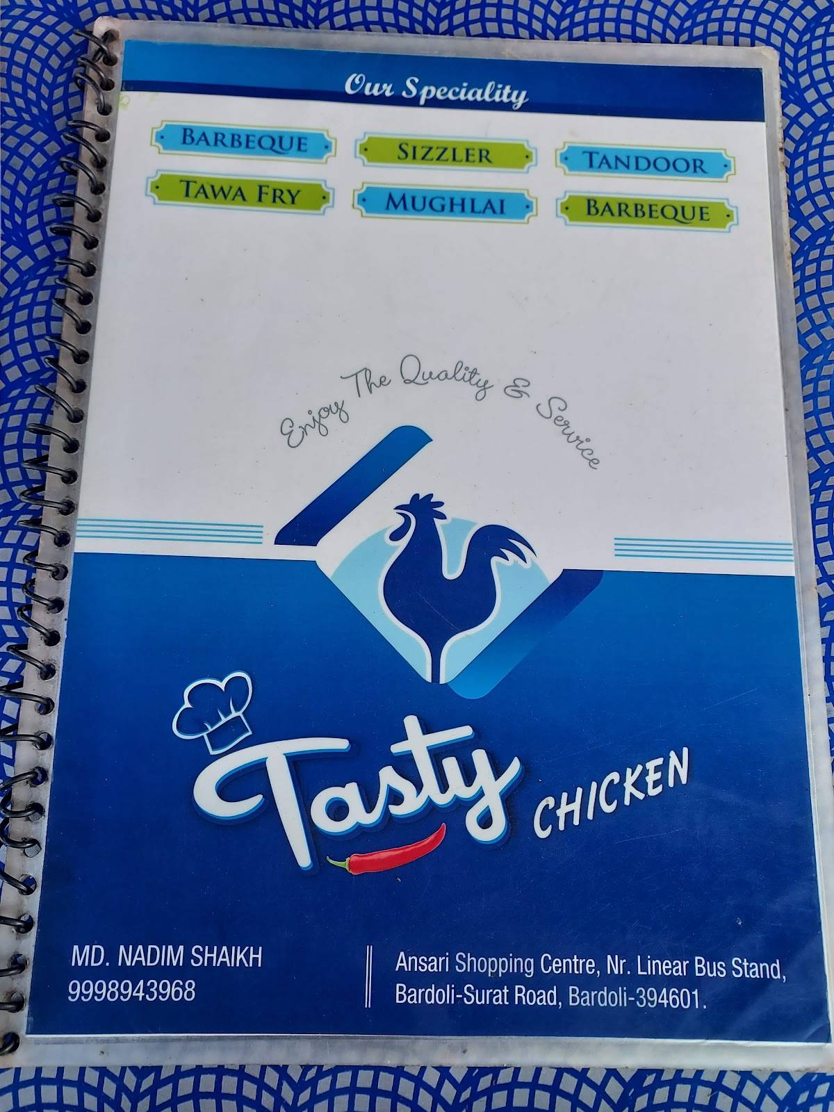 Tasty chicken menu