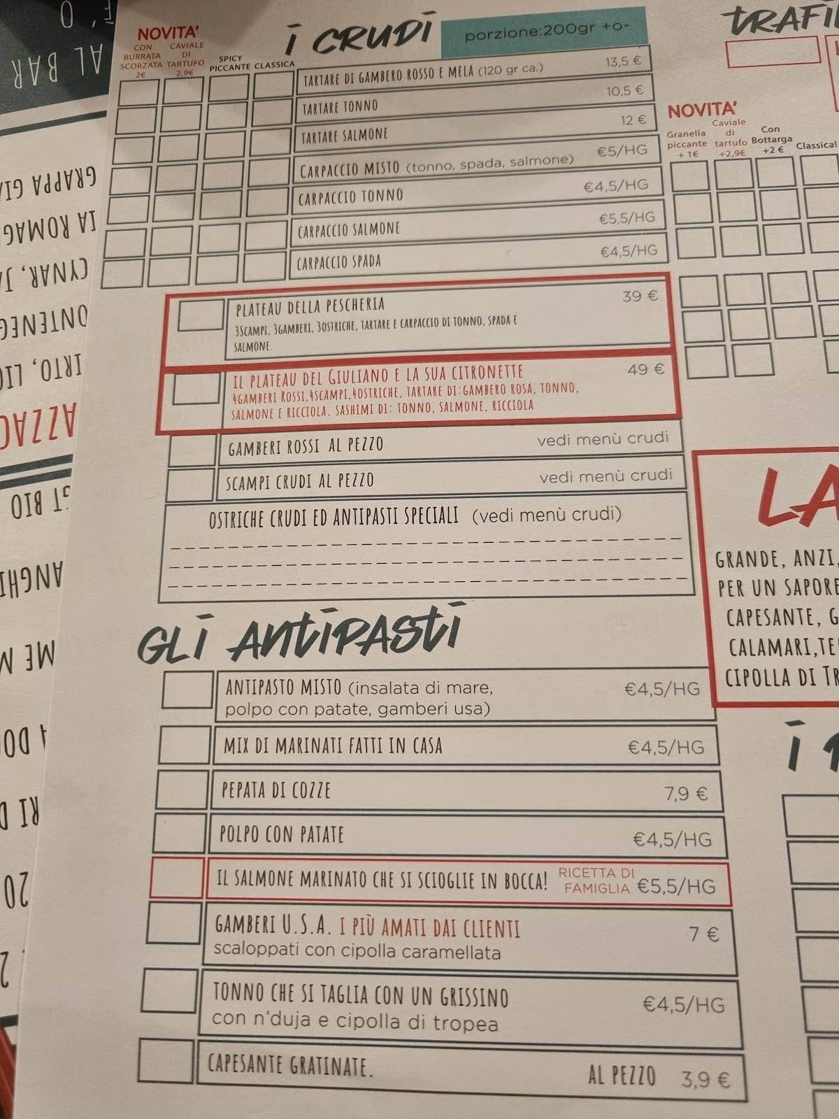 Menu di La Pescheria Da Claudio È Giuliano 