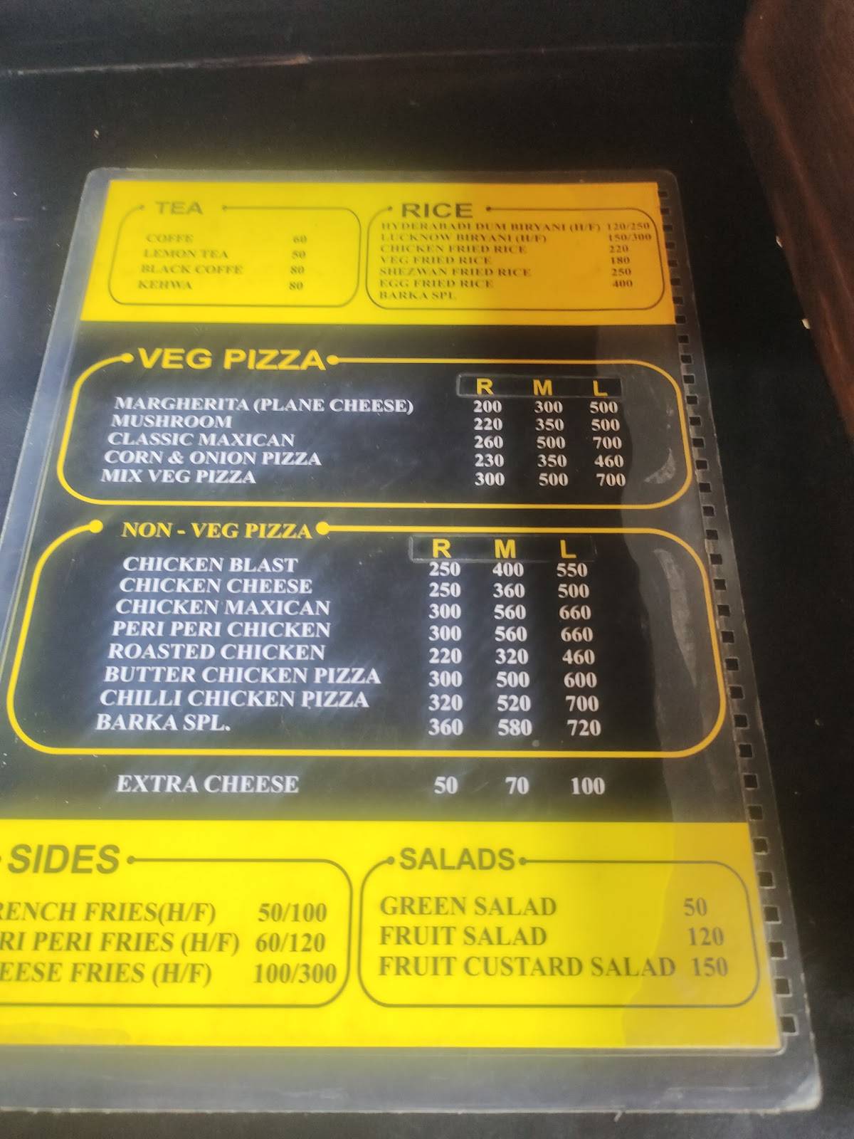 Barka cafe menu