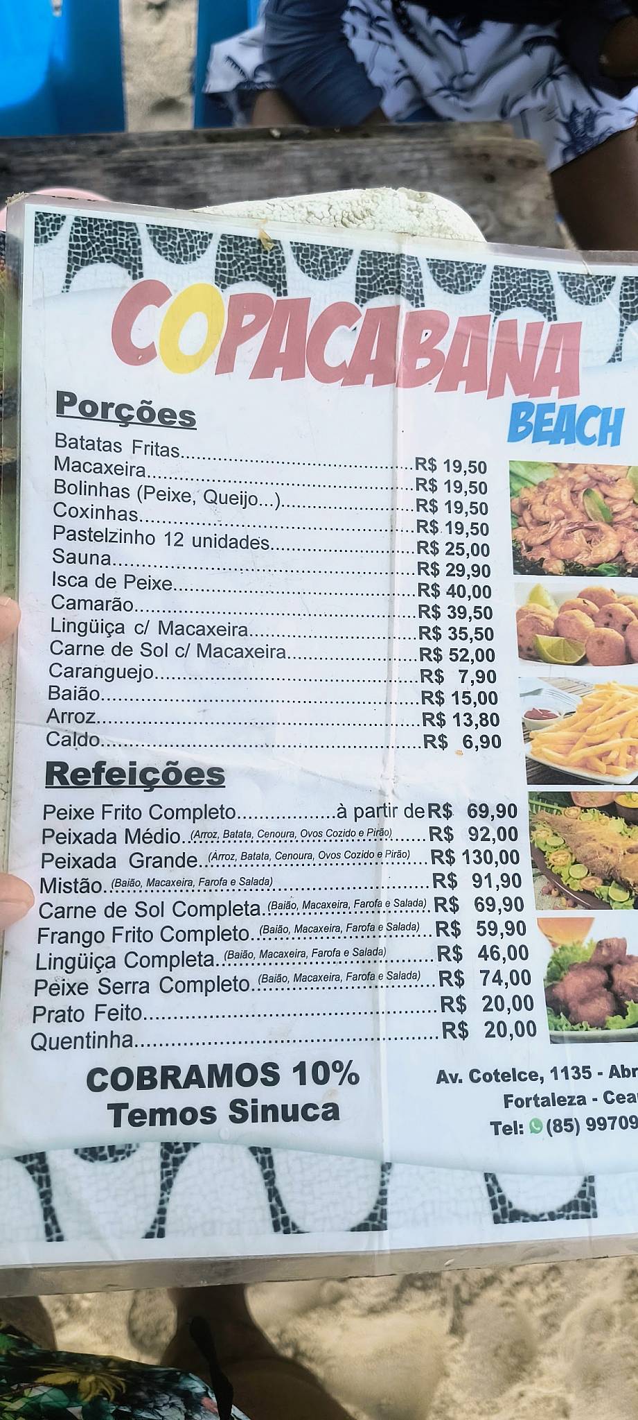 Barraca Copacabana Beach. cardápio