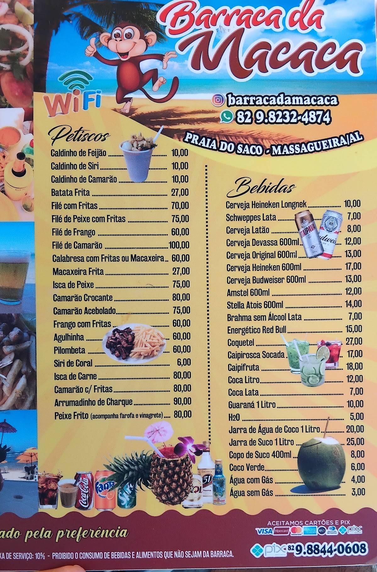 Barraca da Macaca cardápio