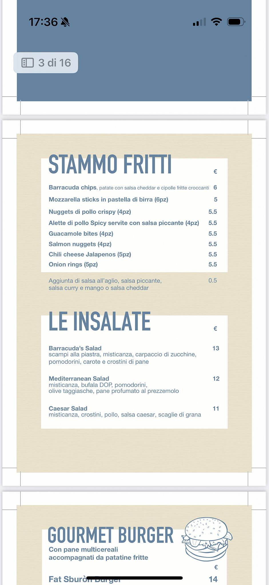 Menu di Barracuda 