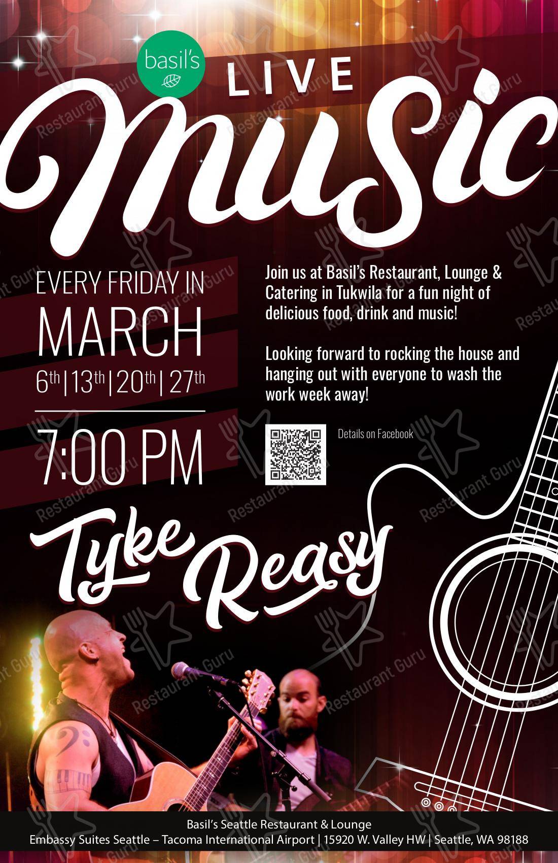 Menu at Basil's Restaurant and Lounge, Tukwila