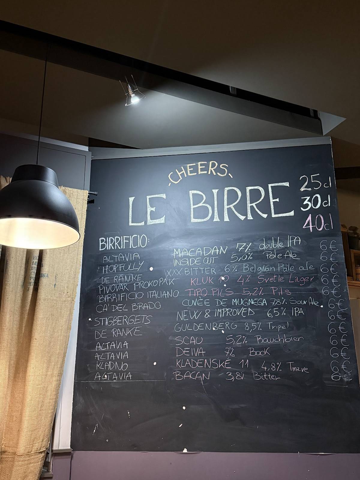 Menu di Beerstrò 