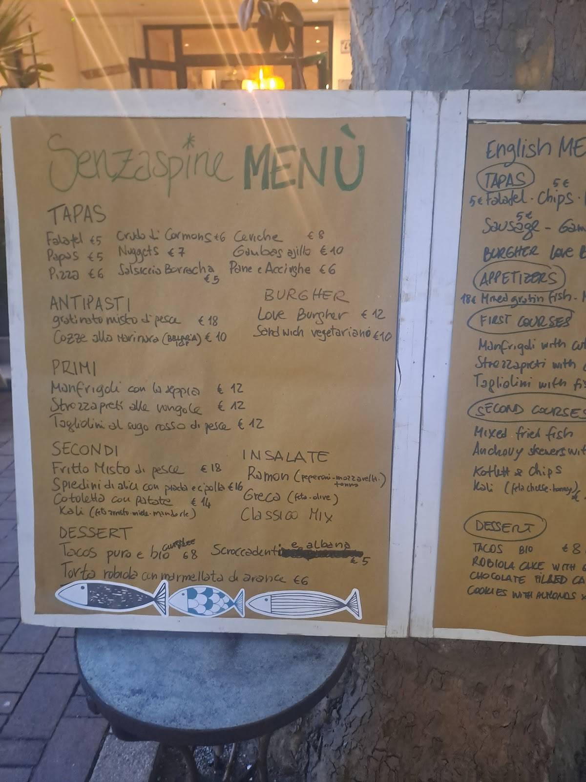 Menu di Senzaspine Tapas Bar Ristorantino 