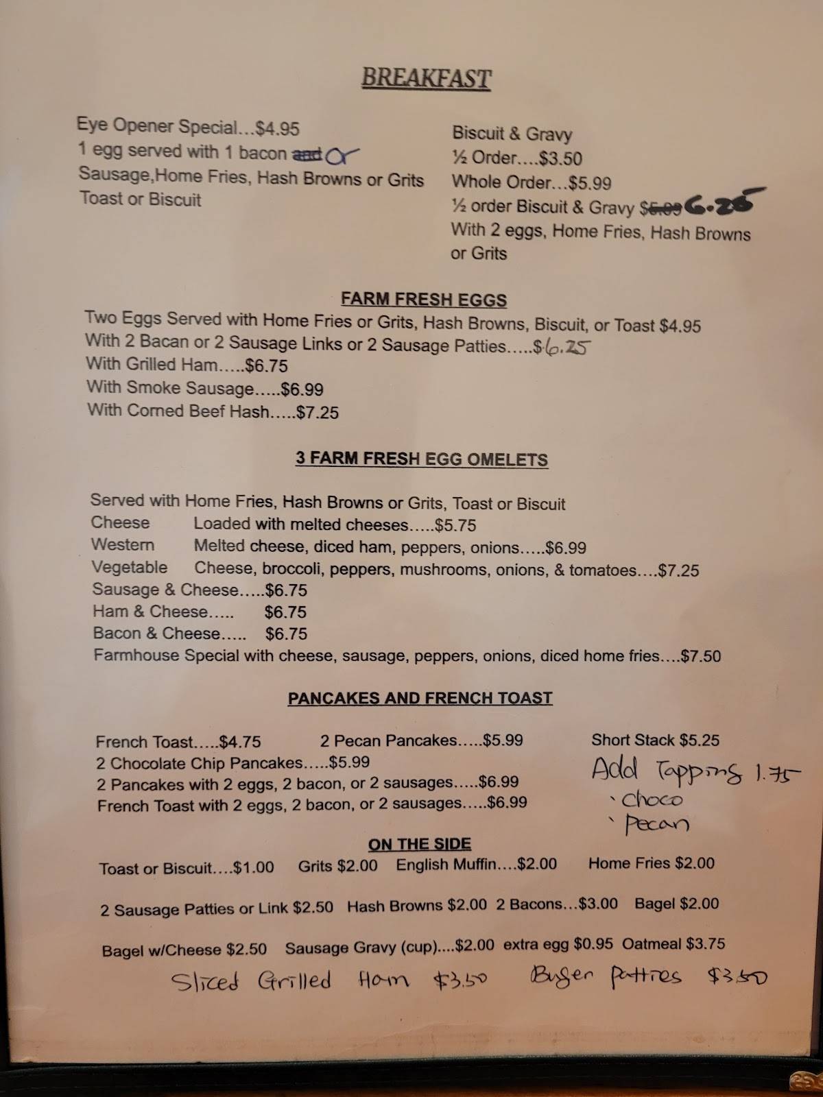 Menu at Farmhouse Restaurant, Belleview