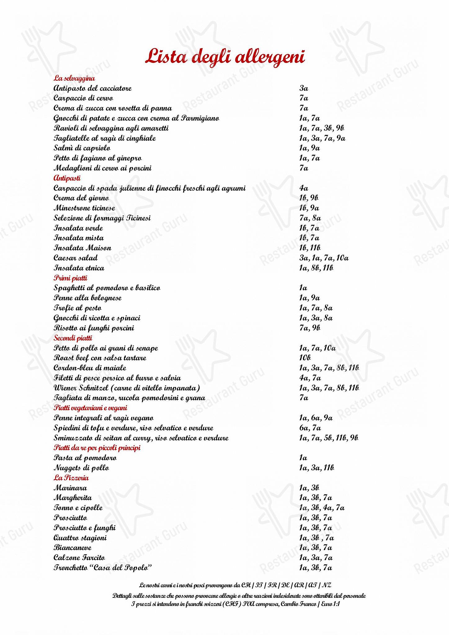 Group Booking Menu per Ristorante Casa del Popolo in Bellinzona
