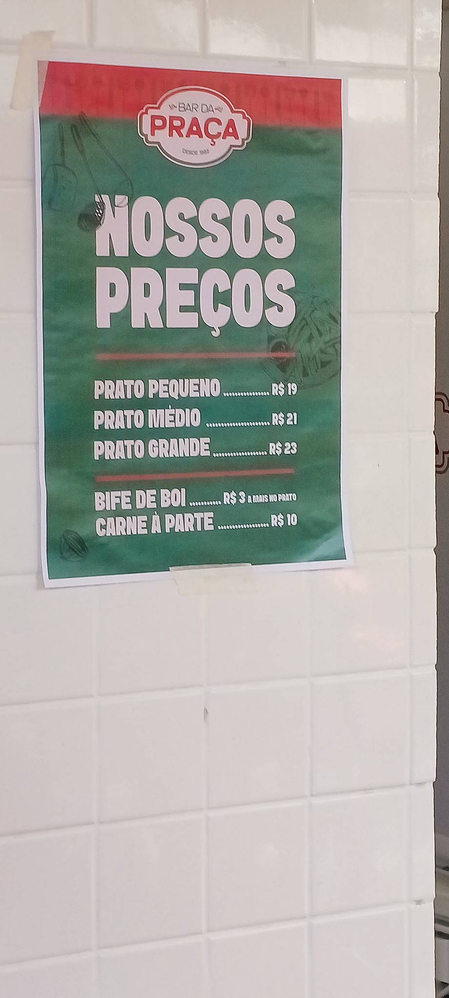 Bar da Praça cardápio