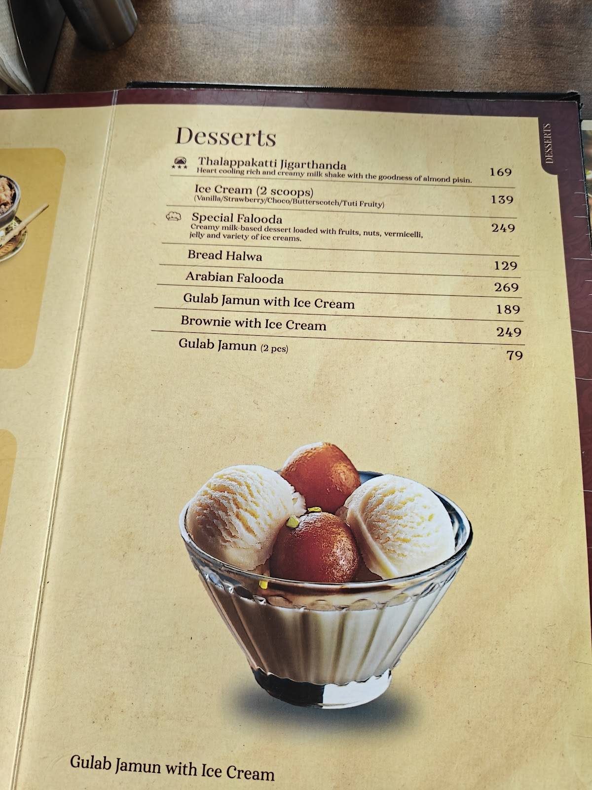 Dindigul Thalappakatti menu