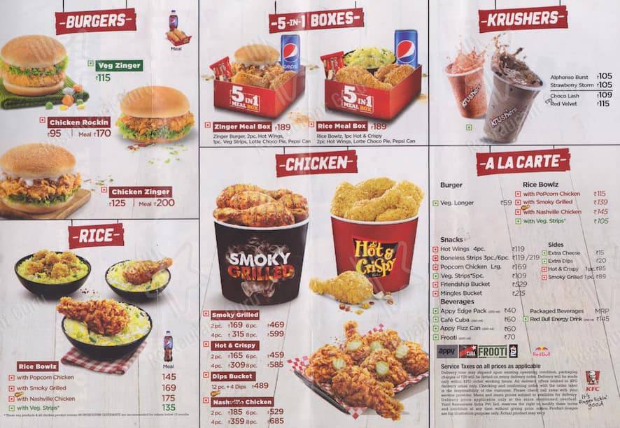 KFC menu