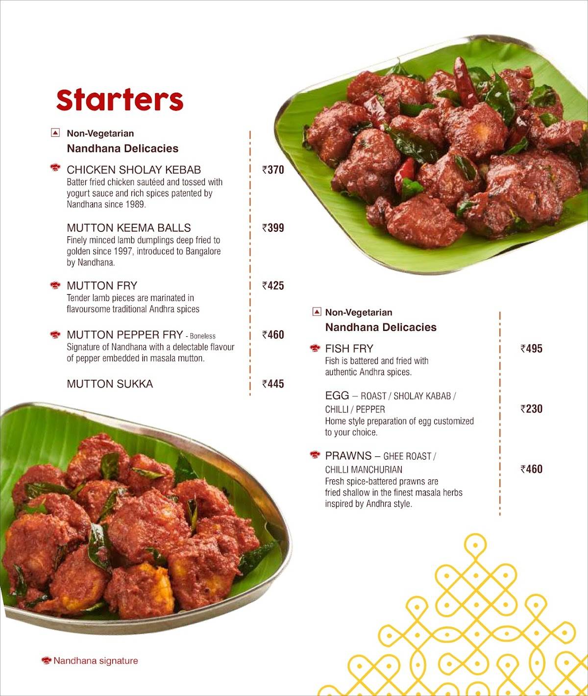 Nandhana Palace - Andhra Style Restaurant - KR Puram menu