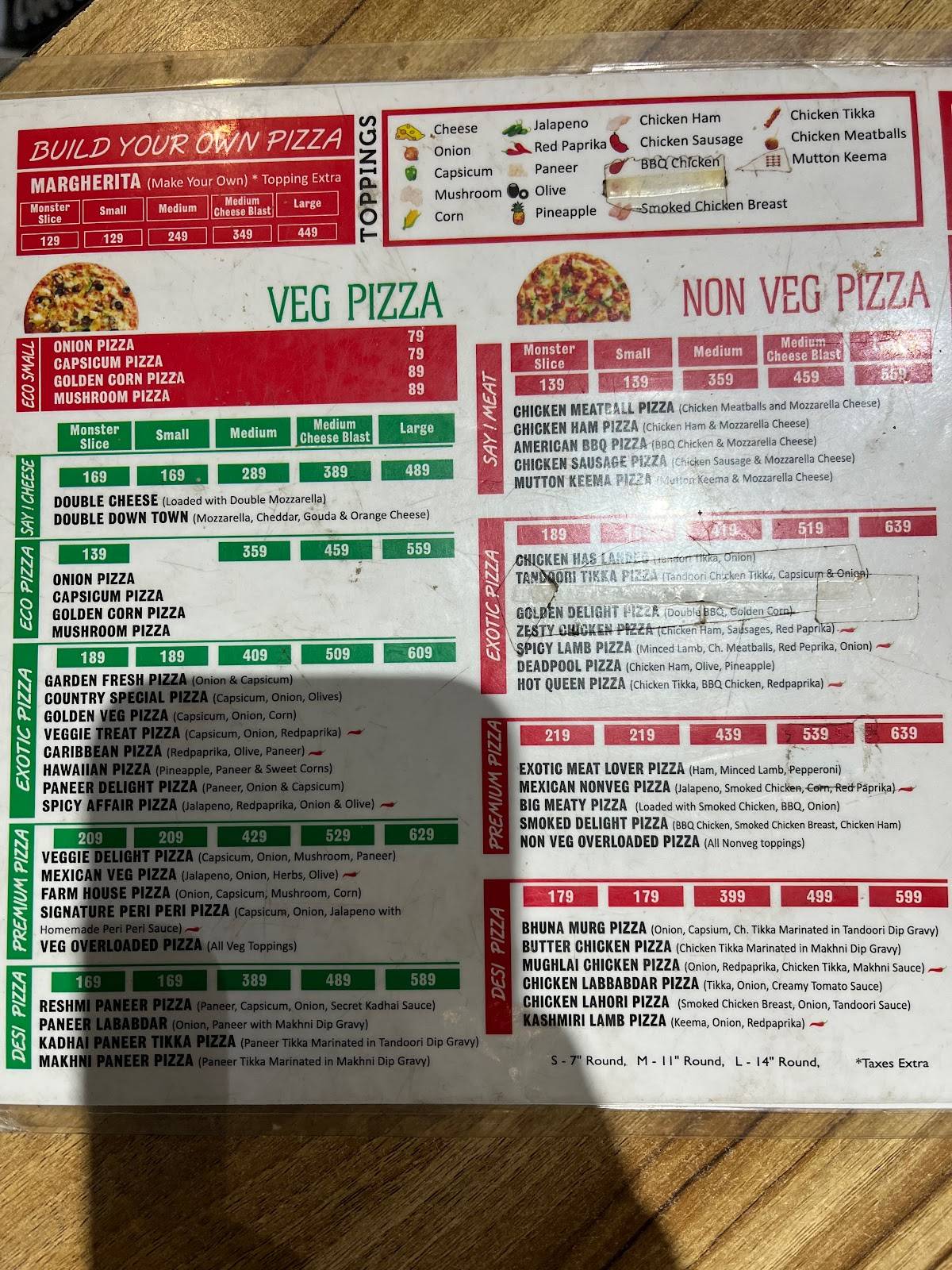 Chicago Pizza Bhopal menu