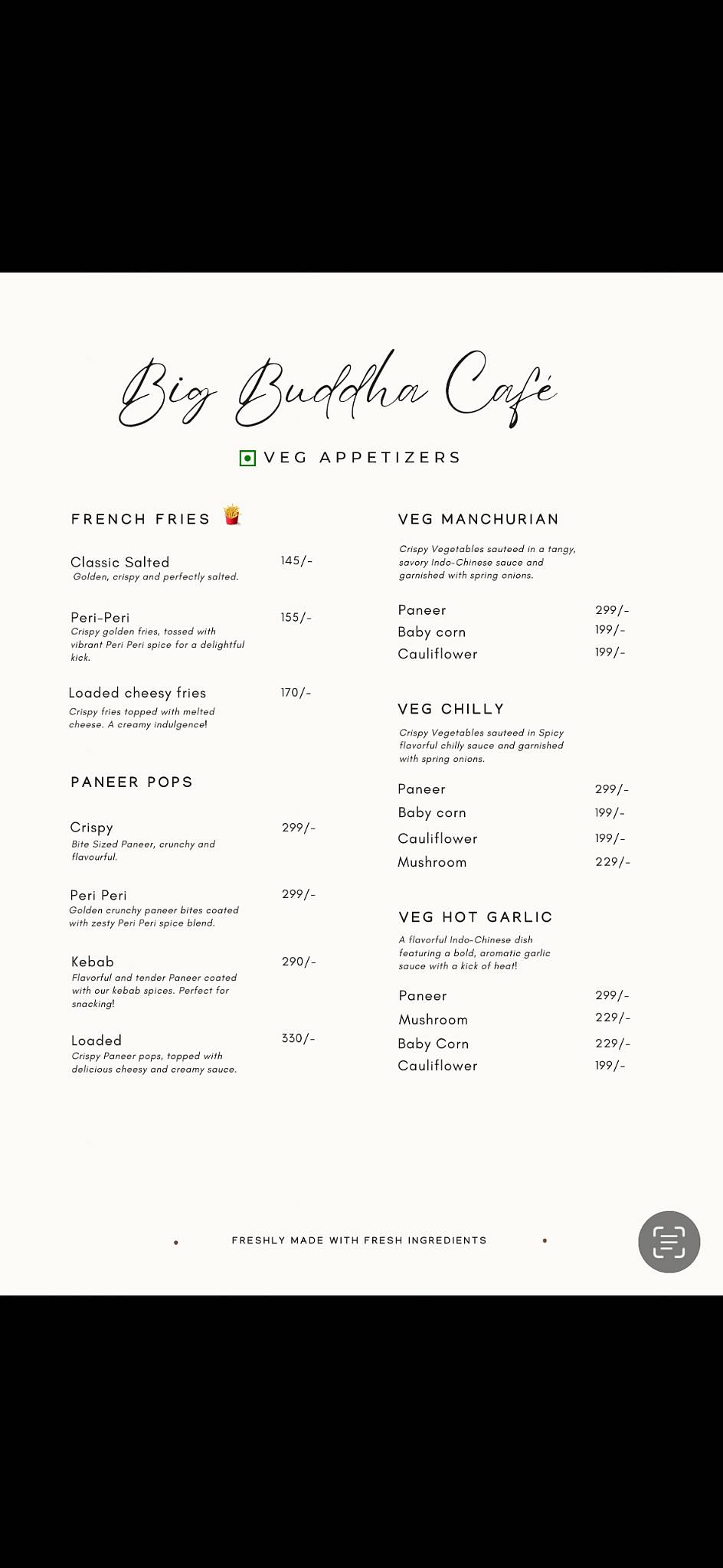 Big Buddha Cafe menu