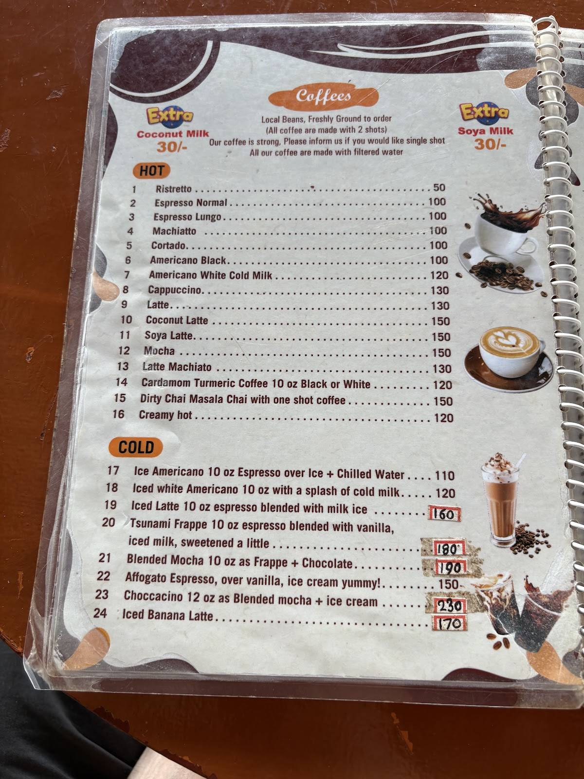 Bindu's Café menu