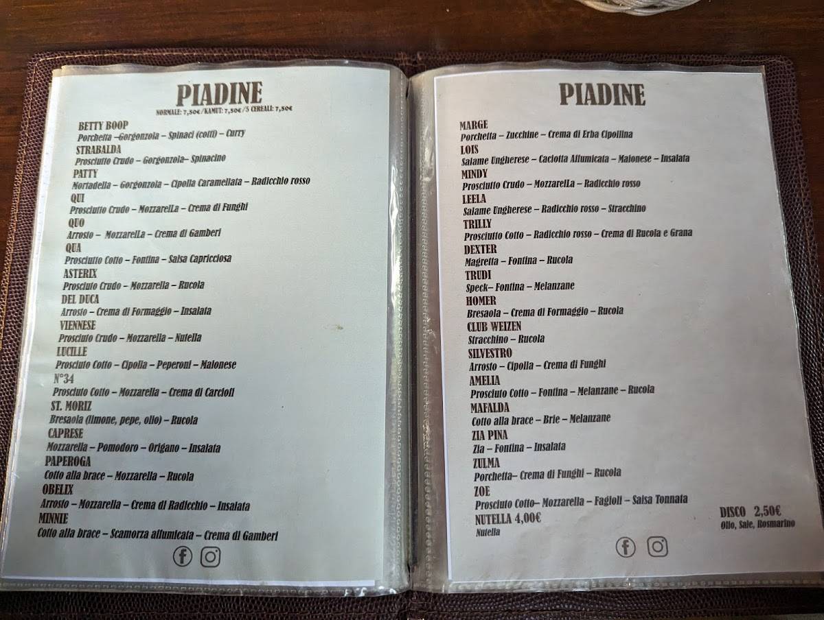 Menu di Birreria Club Weizen Ferrara 