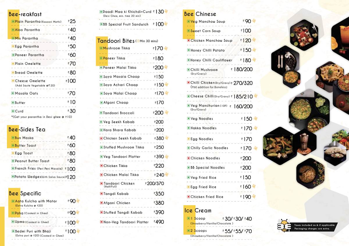 BitesBee - A Food Nest menu