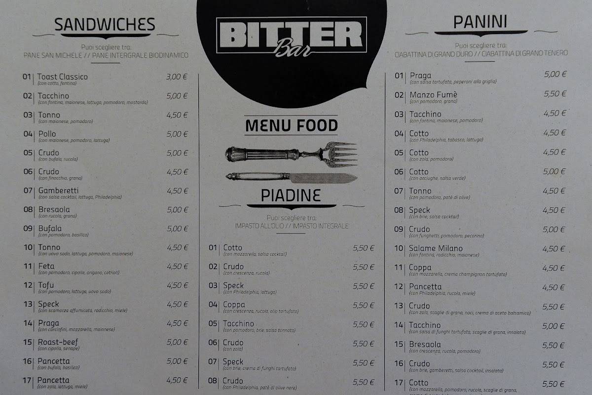 Menu di Bitter Bar 