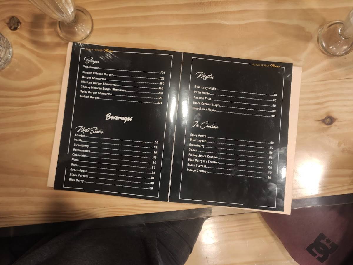 Menu at Black Pepper, Thiruvalla