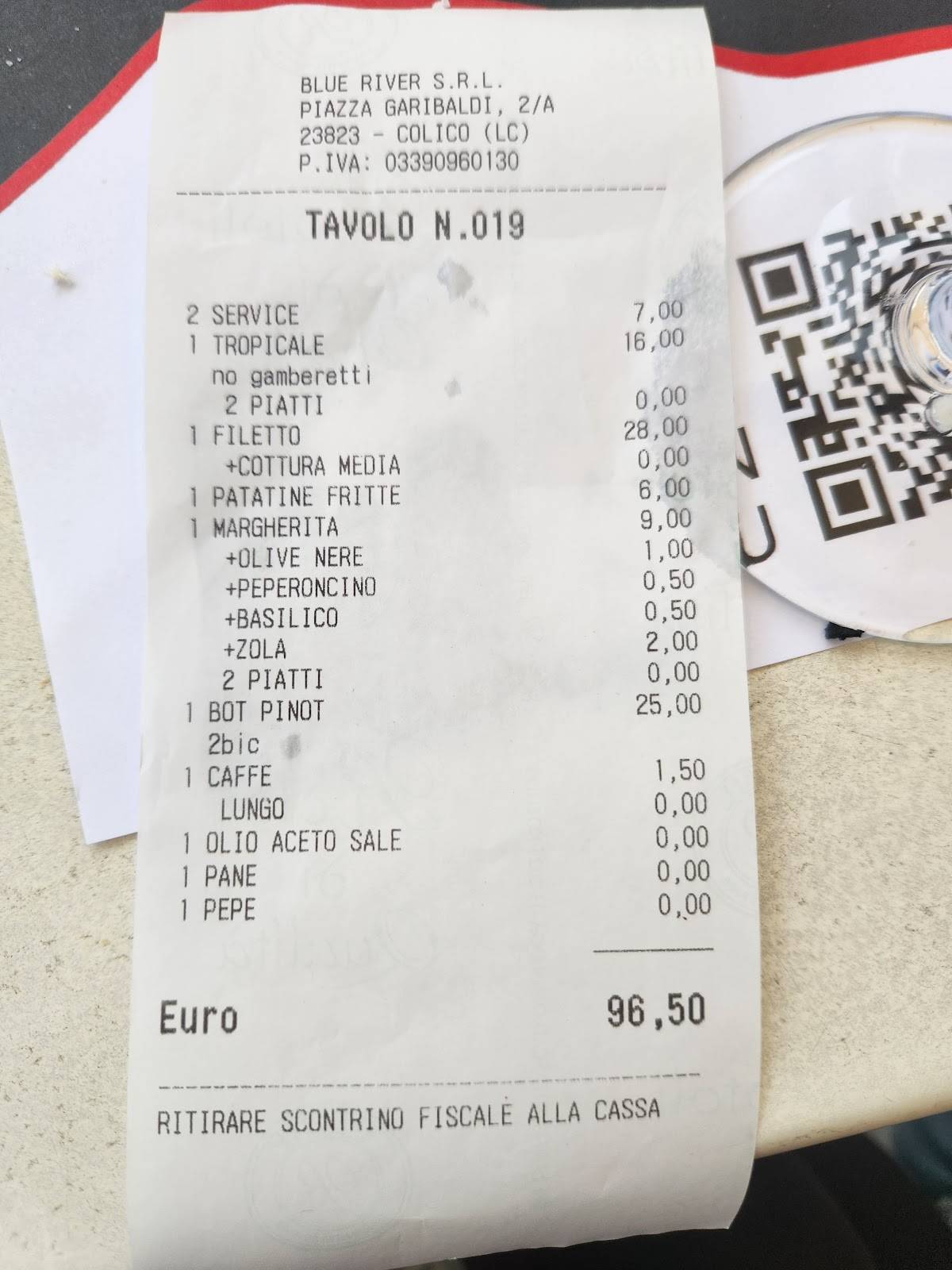 Menu di Blue River Colico 