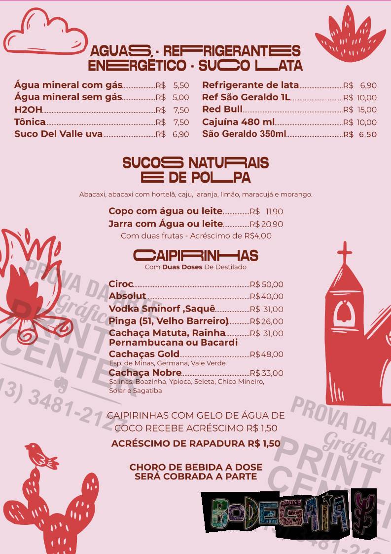 Bodegaia Restaurante e Cervejaria cardápio