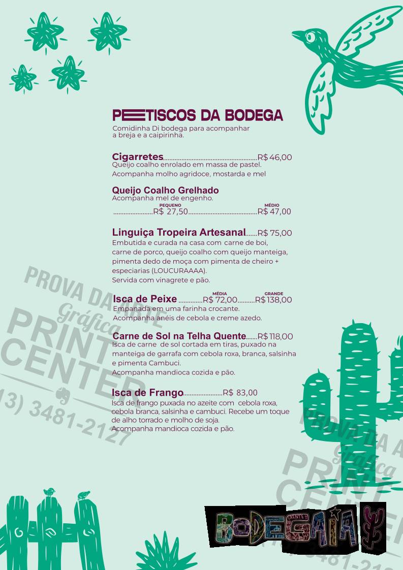 Bodegaia Restaurante e Cervejaria cardápio