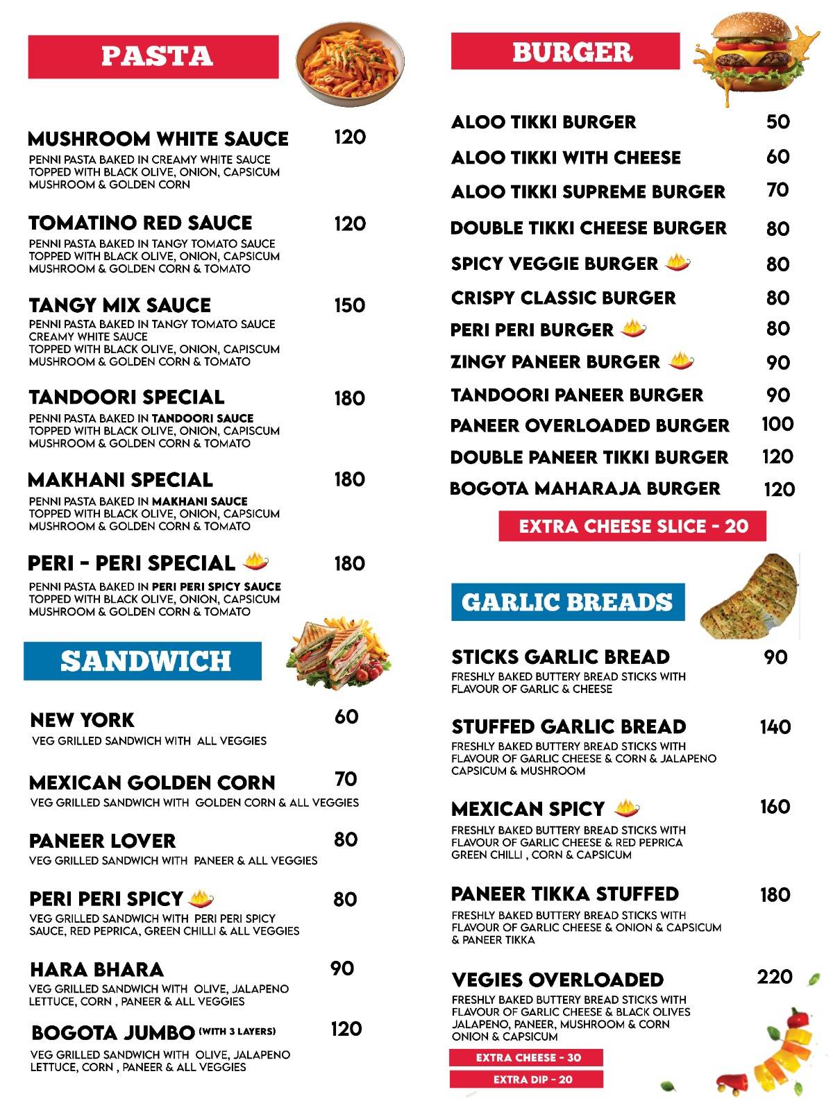 Bogota Pizza menu