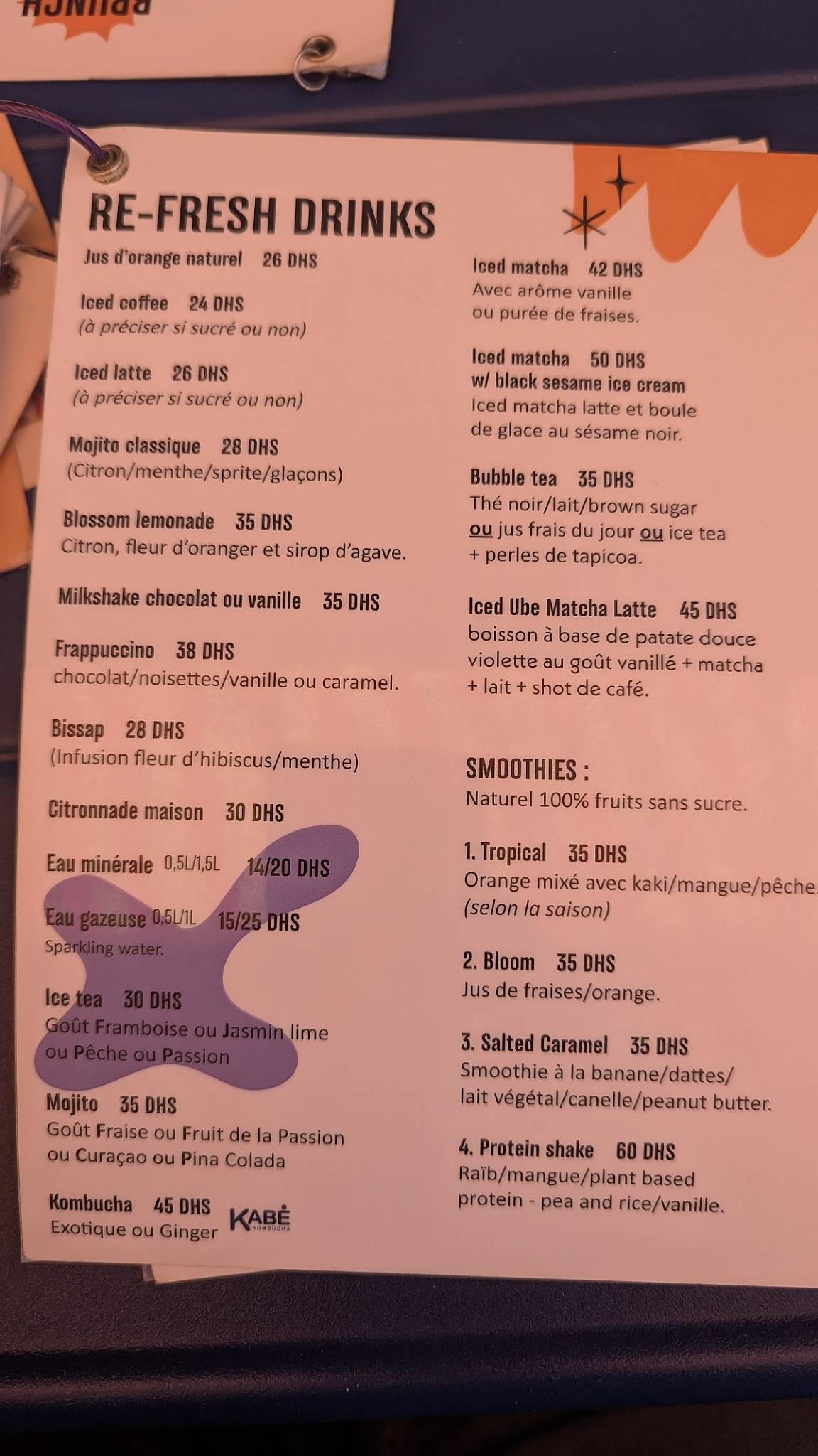 Menu de Boho Café