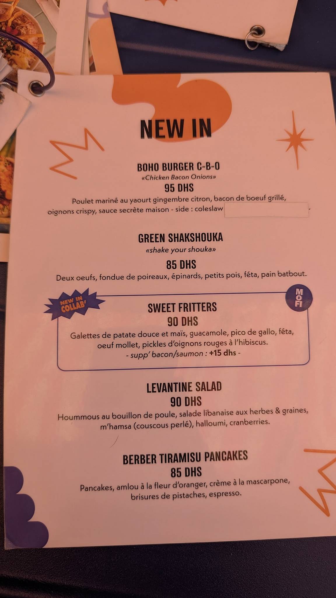 Menu de Boho Café