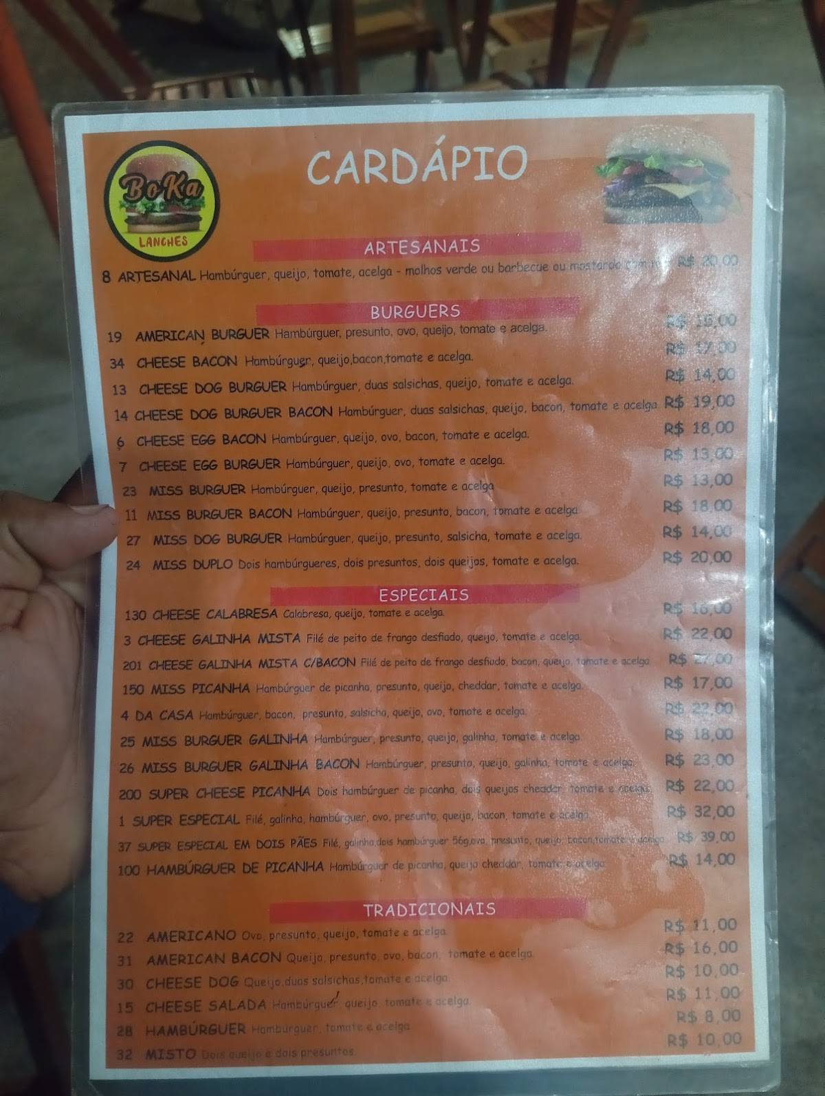 Boka Lanches cardápio