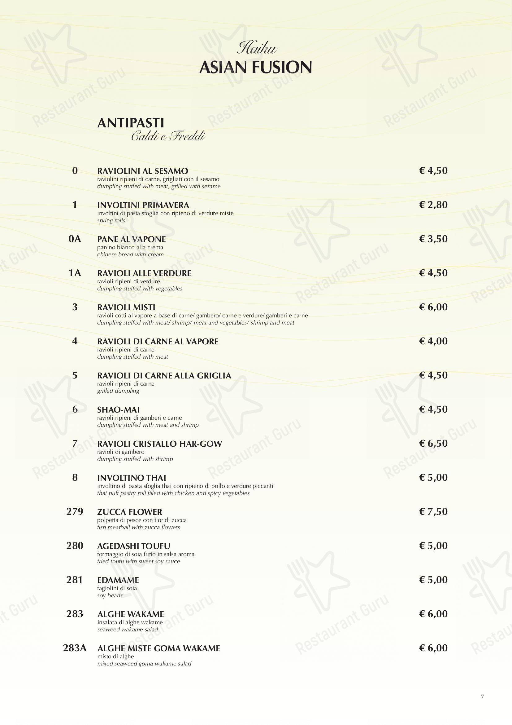 Menu di Haiku Restaurant - Menu