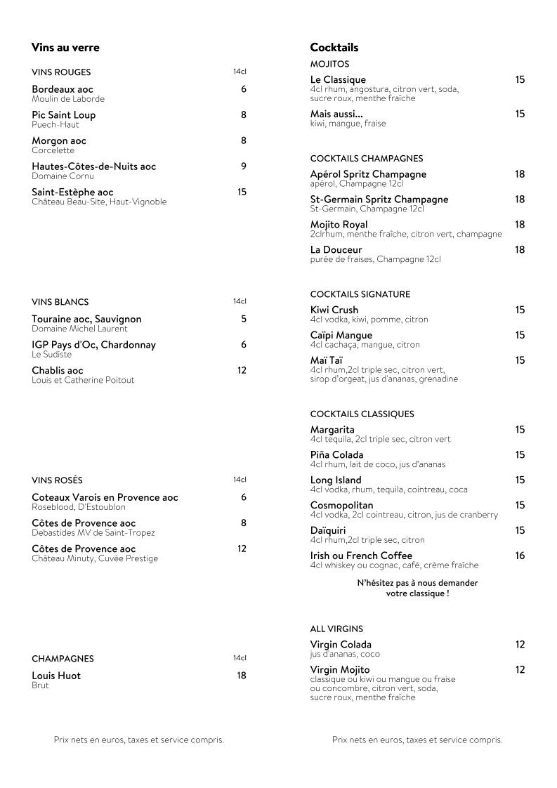 Menu de Bon