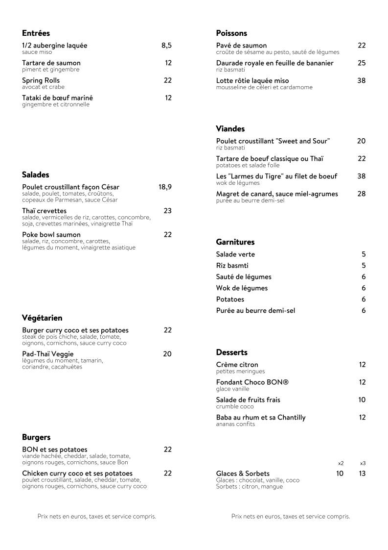 Menu de Bon