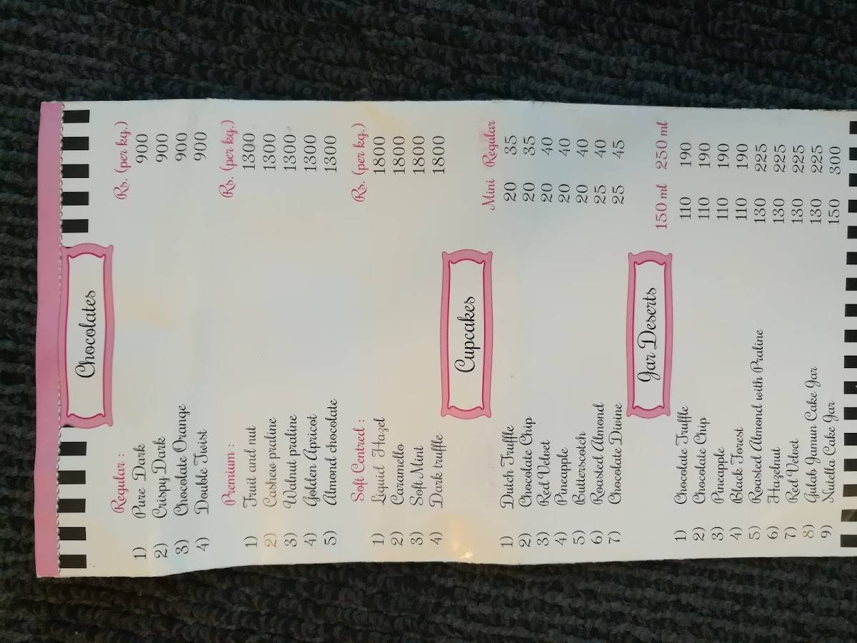 Bonnie's Bakery menu