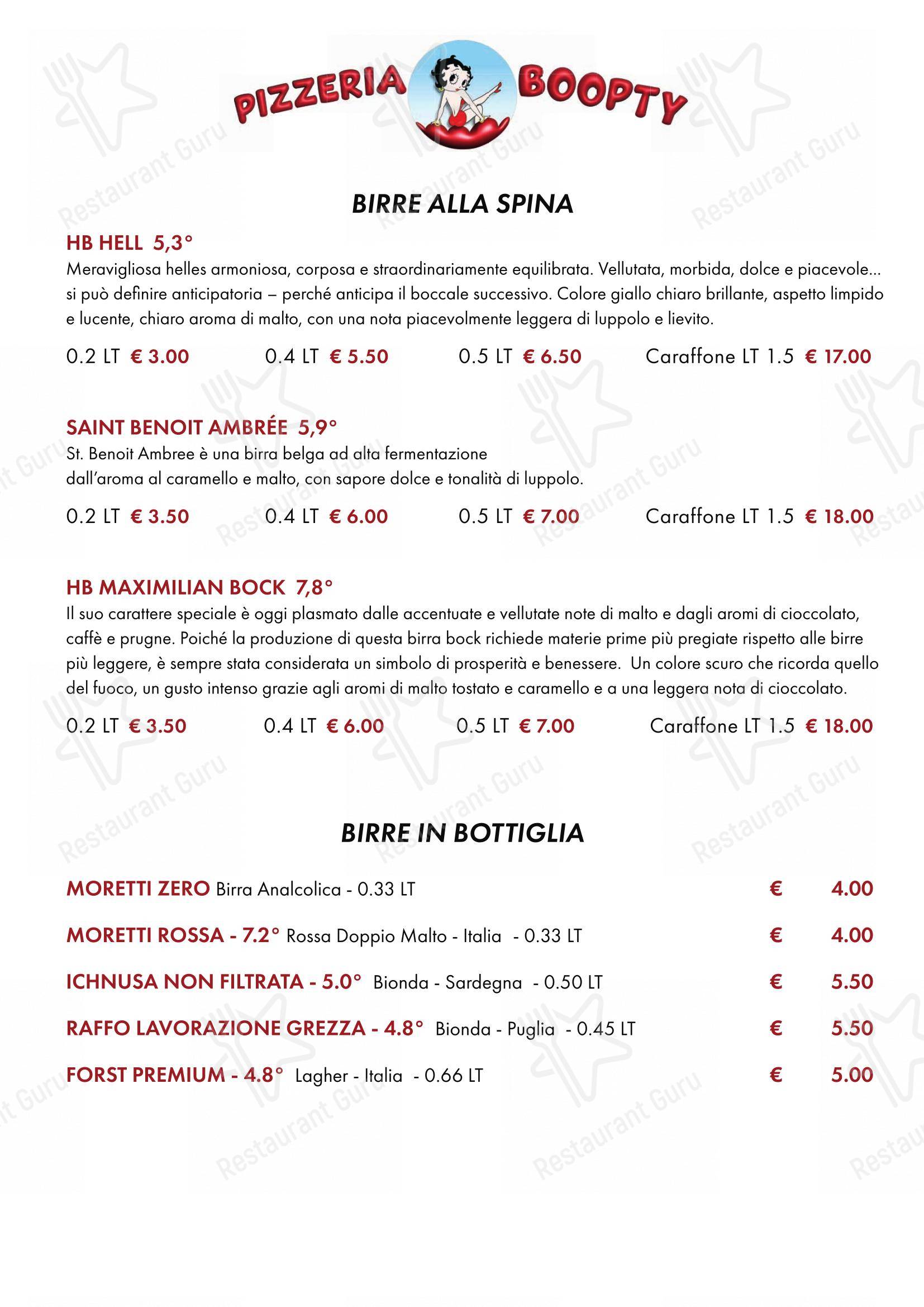 Menu per Boopty in Treviso