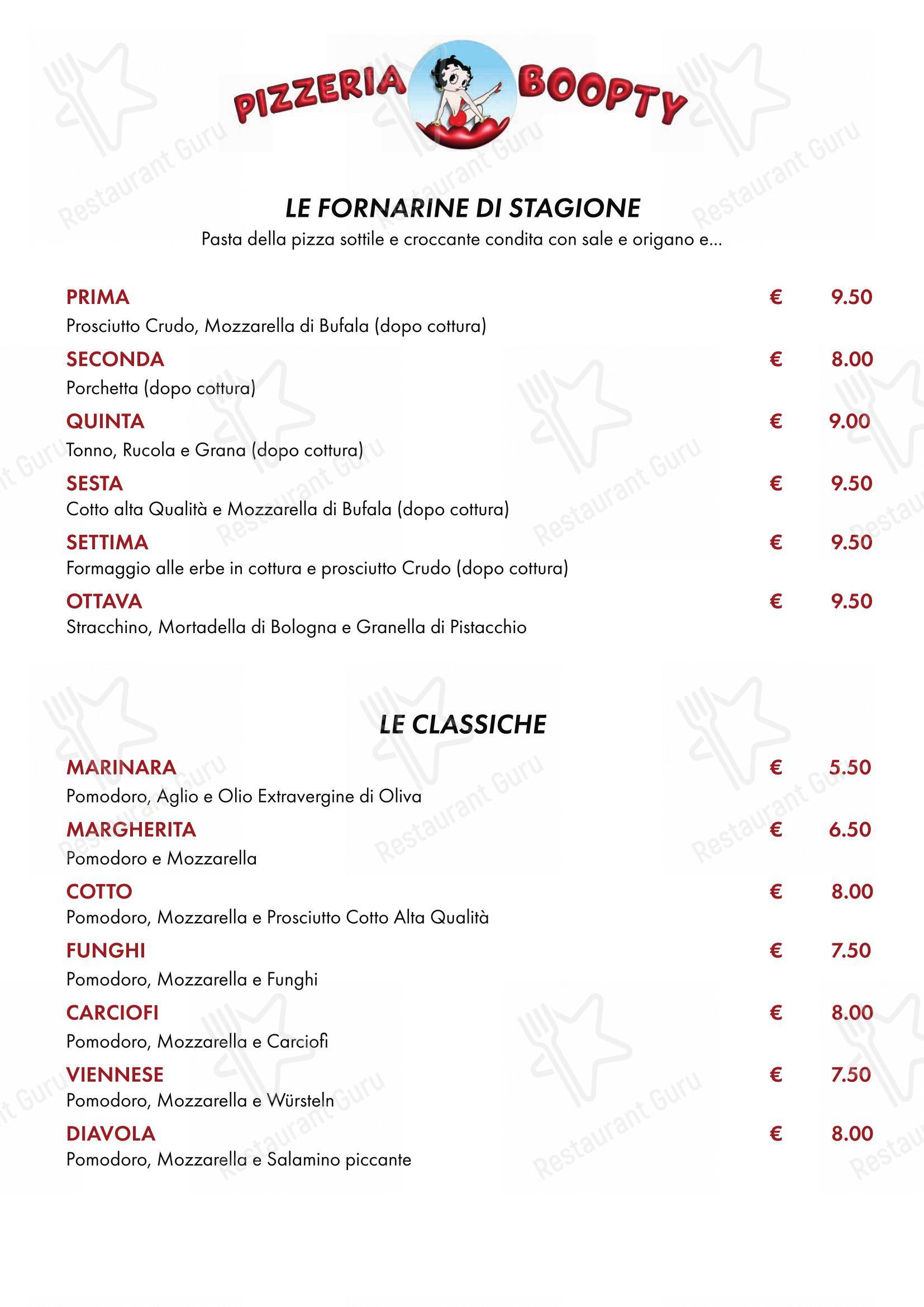 Menu per Boopty in Treviso