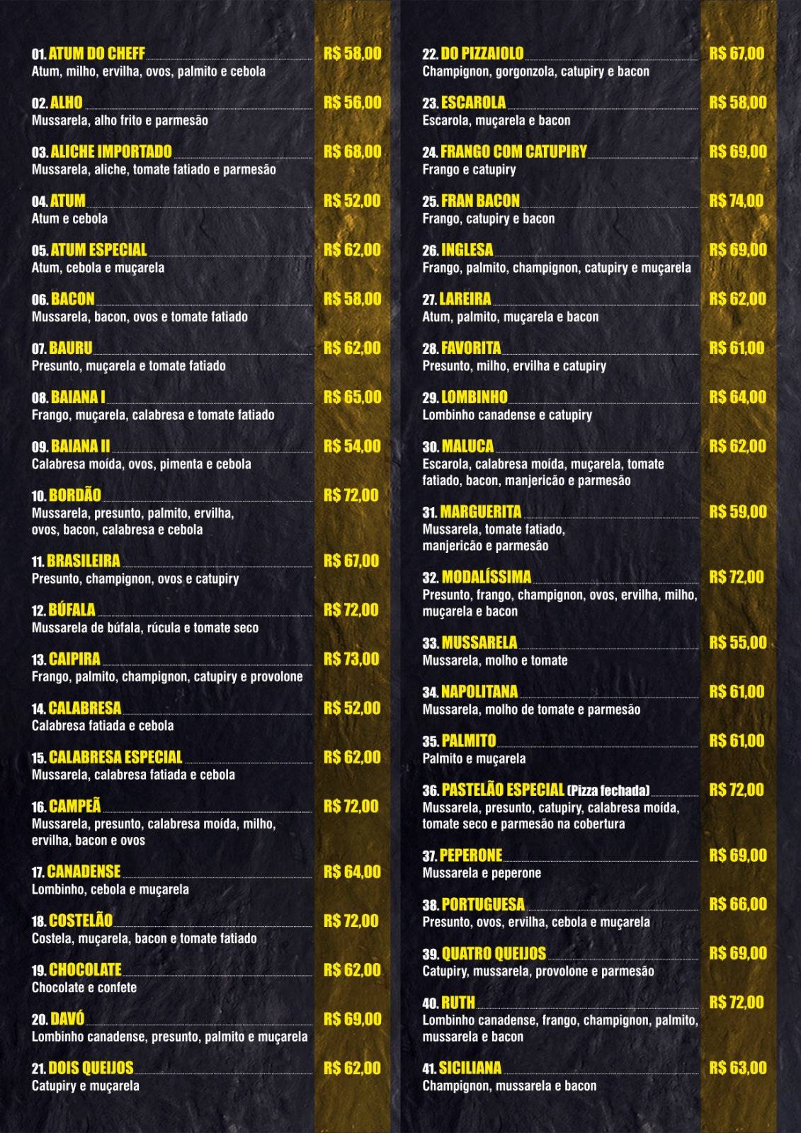 Bordão Pizzaria Itu cardápio