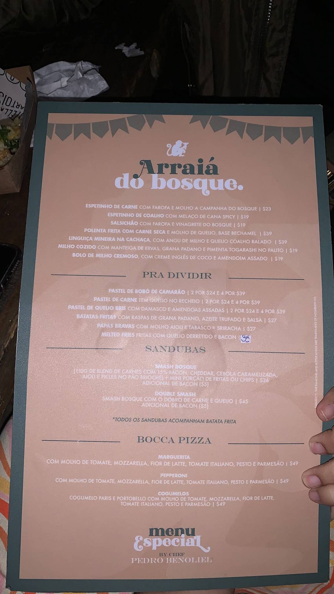 Bosque Bar cardápio