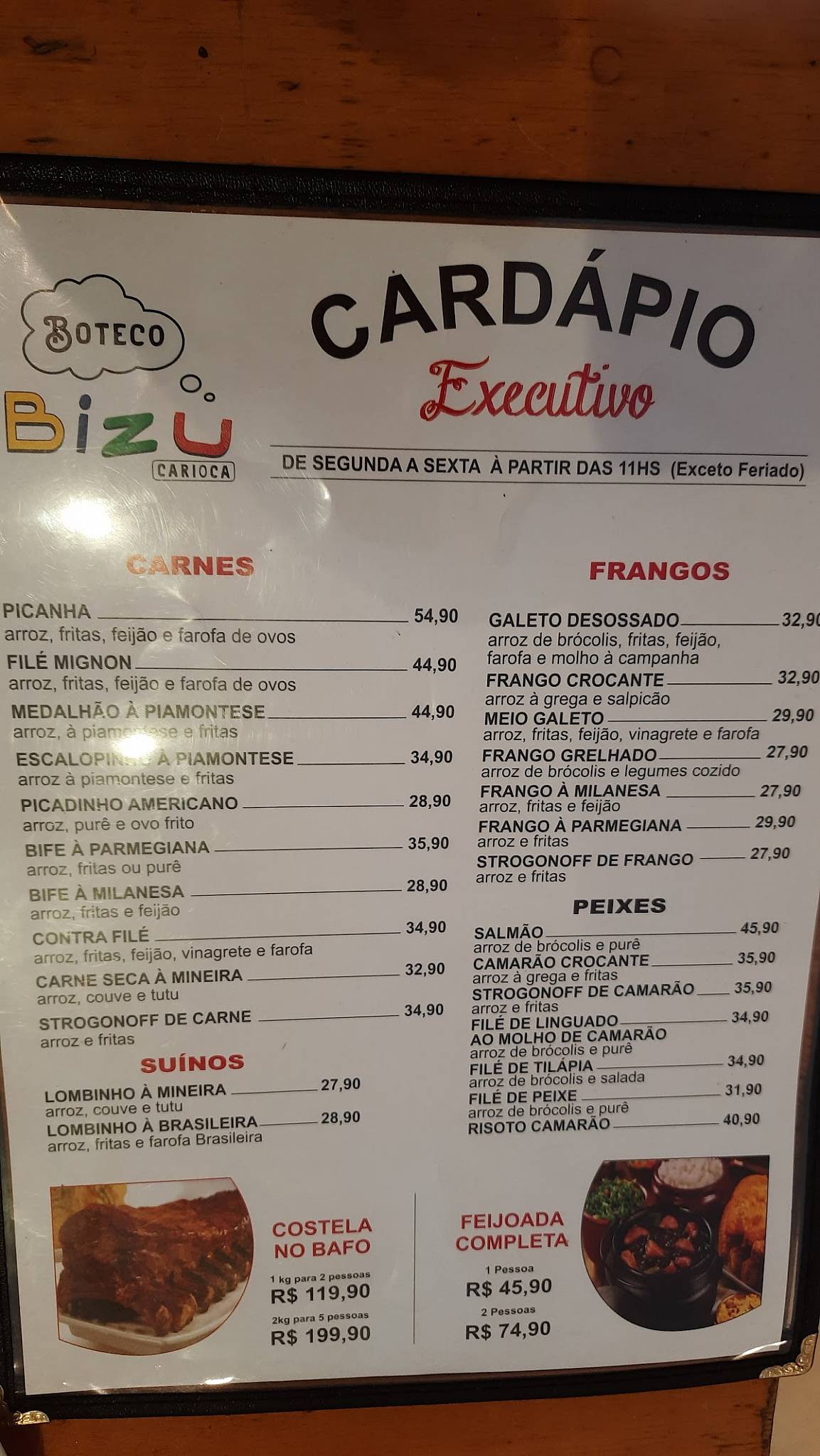Boteco Bizu Carioca cardápio