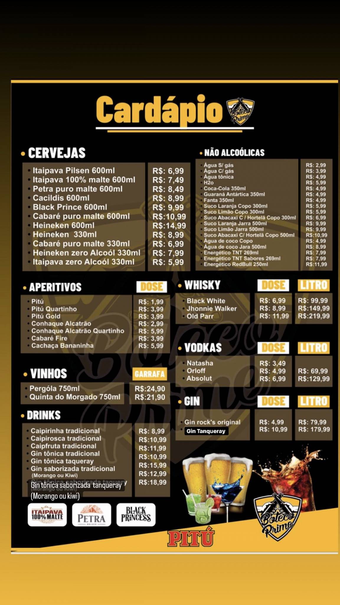 Boteco Prime Jordão cardápio
