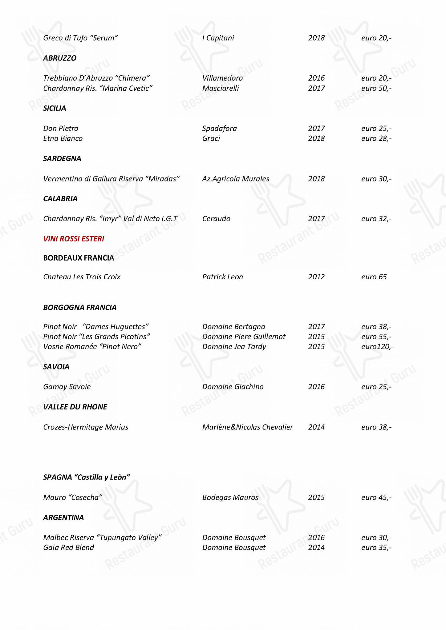 Botero in Crema - Wine Menu