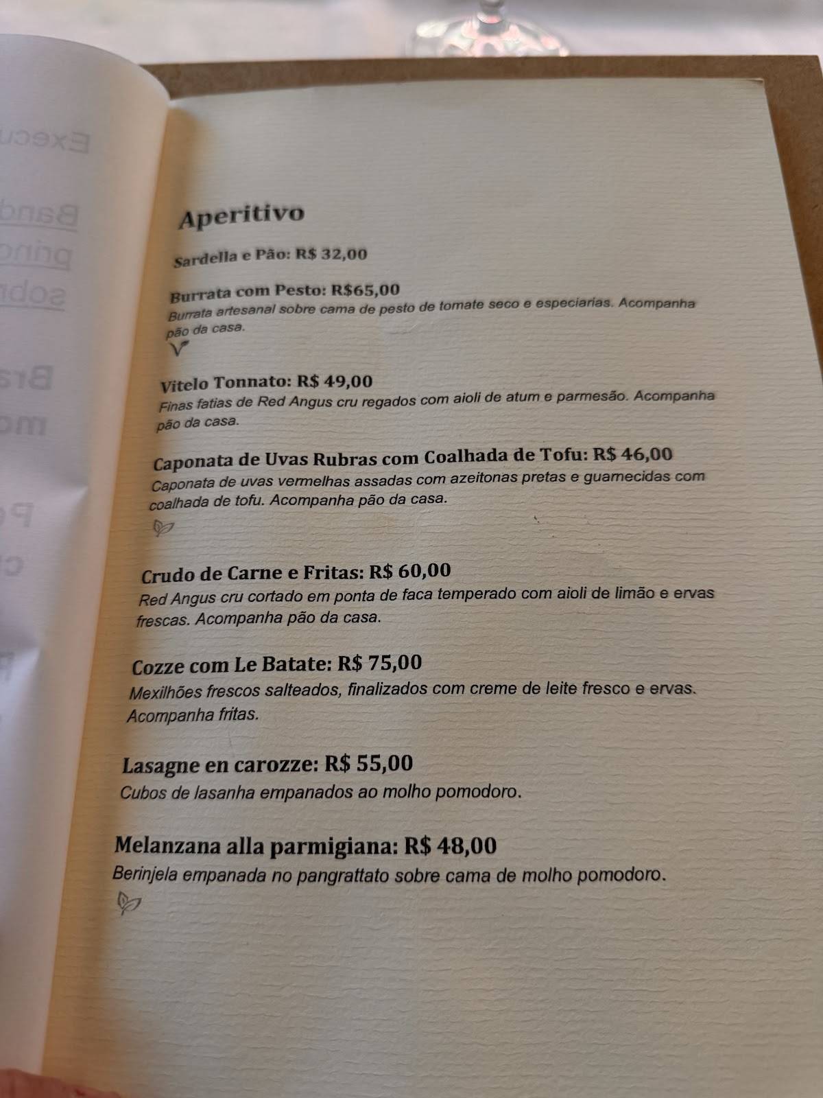 Bottega Mia cardápio
