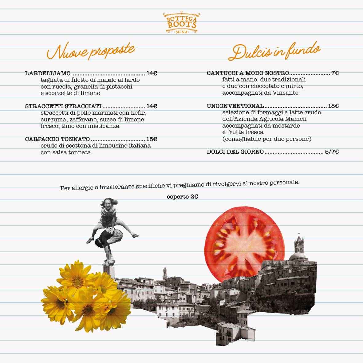 Menu di Bottega Roots Siena 