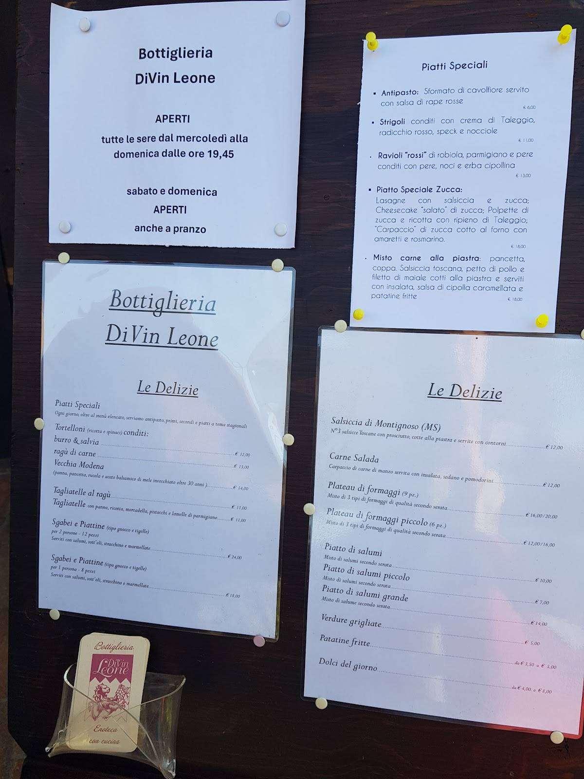 Menu di Bottiglieria DiVin Leone 