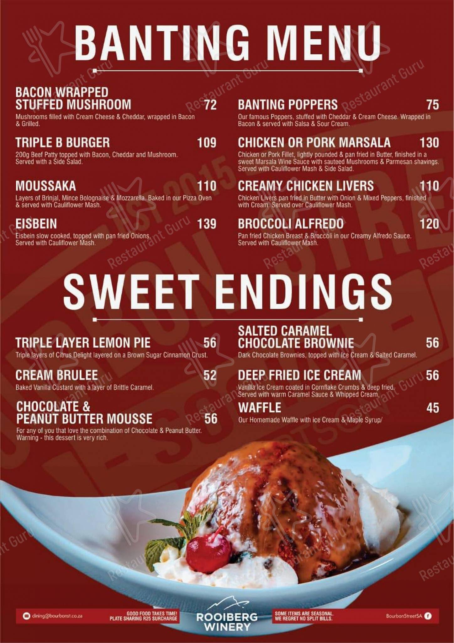 Menu at Bourbon Street Robertson restaurant, Robertson