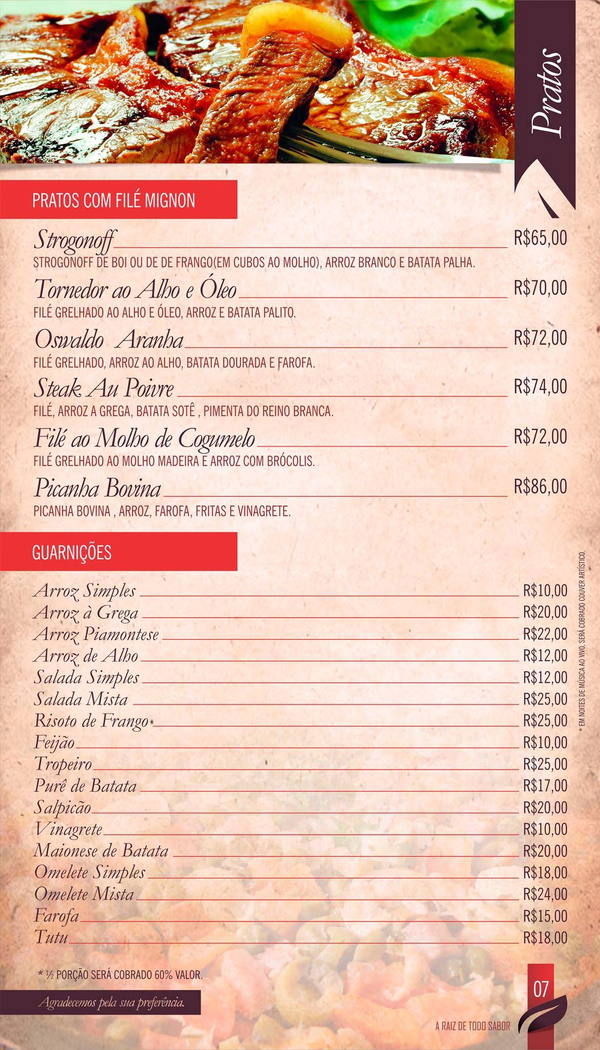 Braúnas Grill cardápio