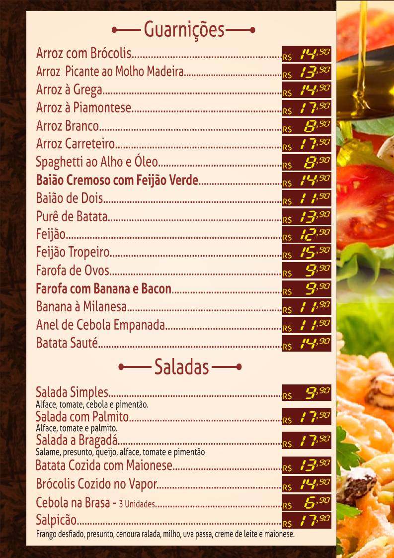 Bragadá Grill cardápio