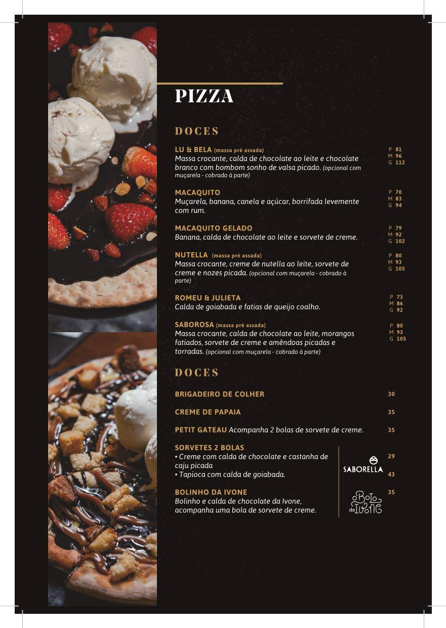 Valentina Pizzaria Asa Sul cardápio