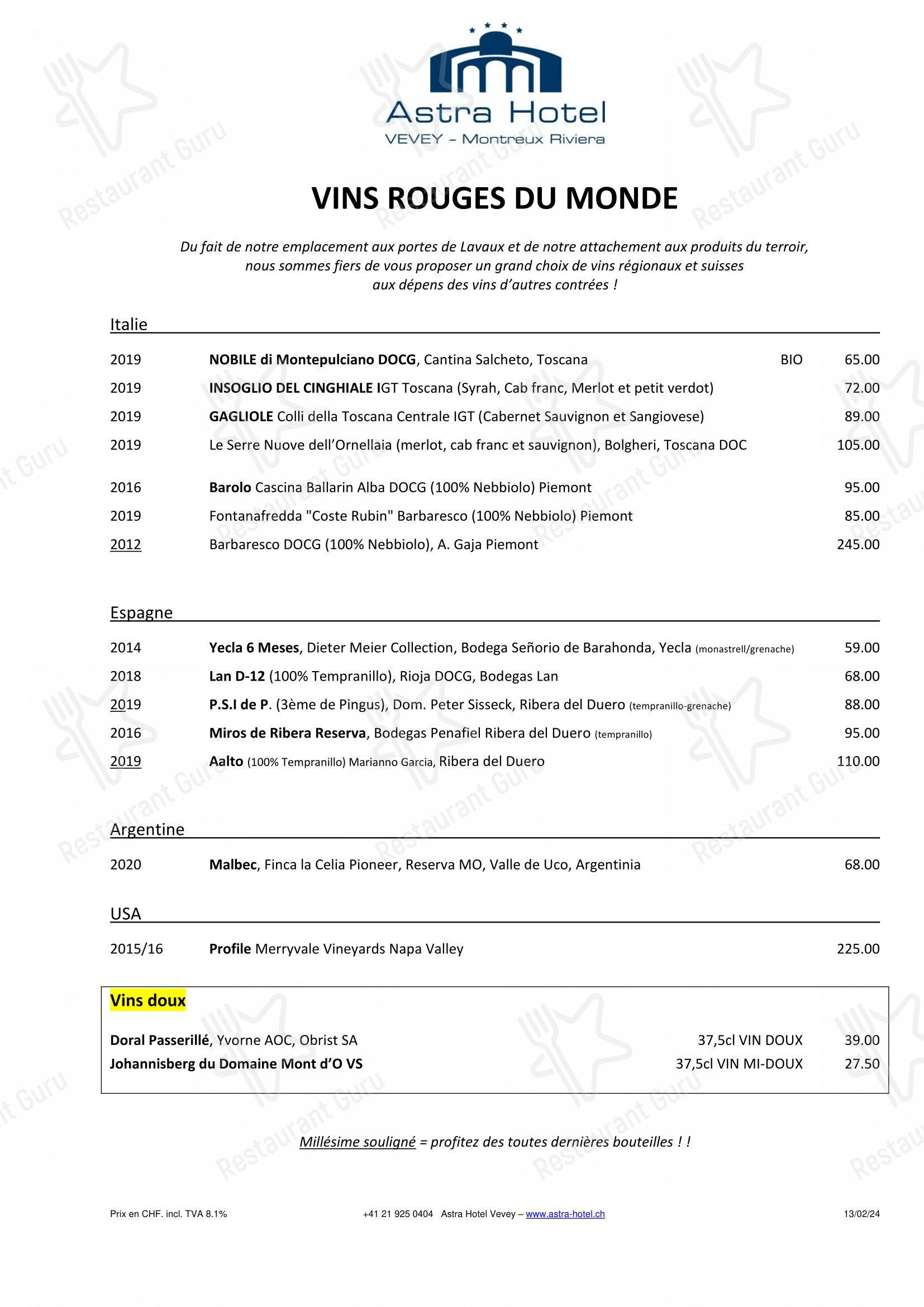 Brasserie La Coupole 1912 - Restaurant Resto Bar in Vevey - Крафт меню